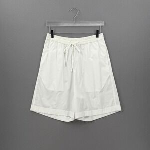 ENZA COSTA Poplin Resort Shorts Womens Small White Drawstring Waist Quiet Luxury